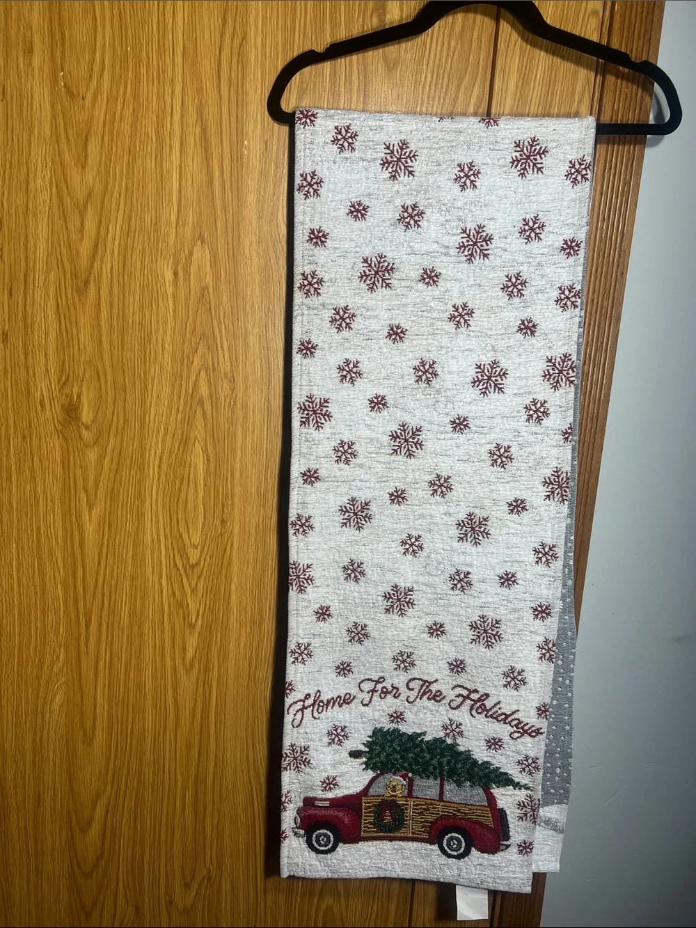 2 Holiday table runners with Red Snowflake & Vintage Truck Design